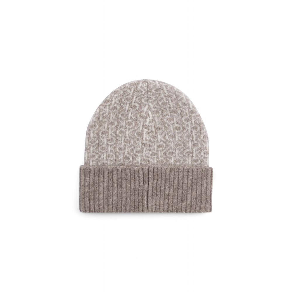Beige Alpaca Leather Hat
